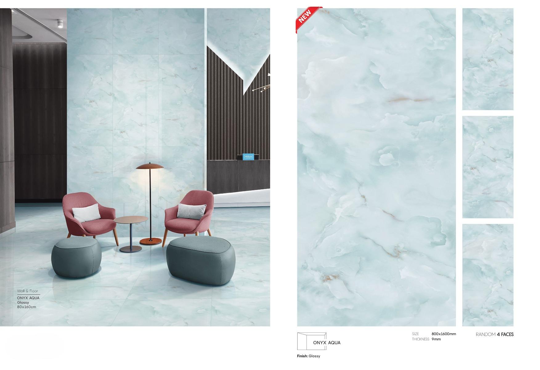 Kevinken ENDLESS ONYX AQUA GLOSSY TILES 160X80 cm_1