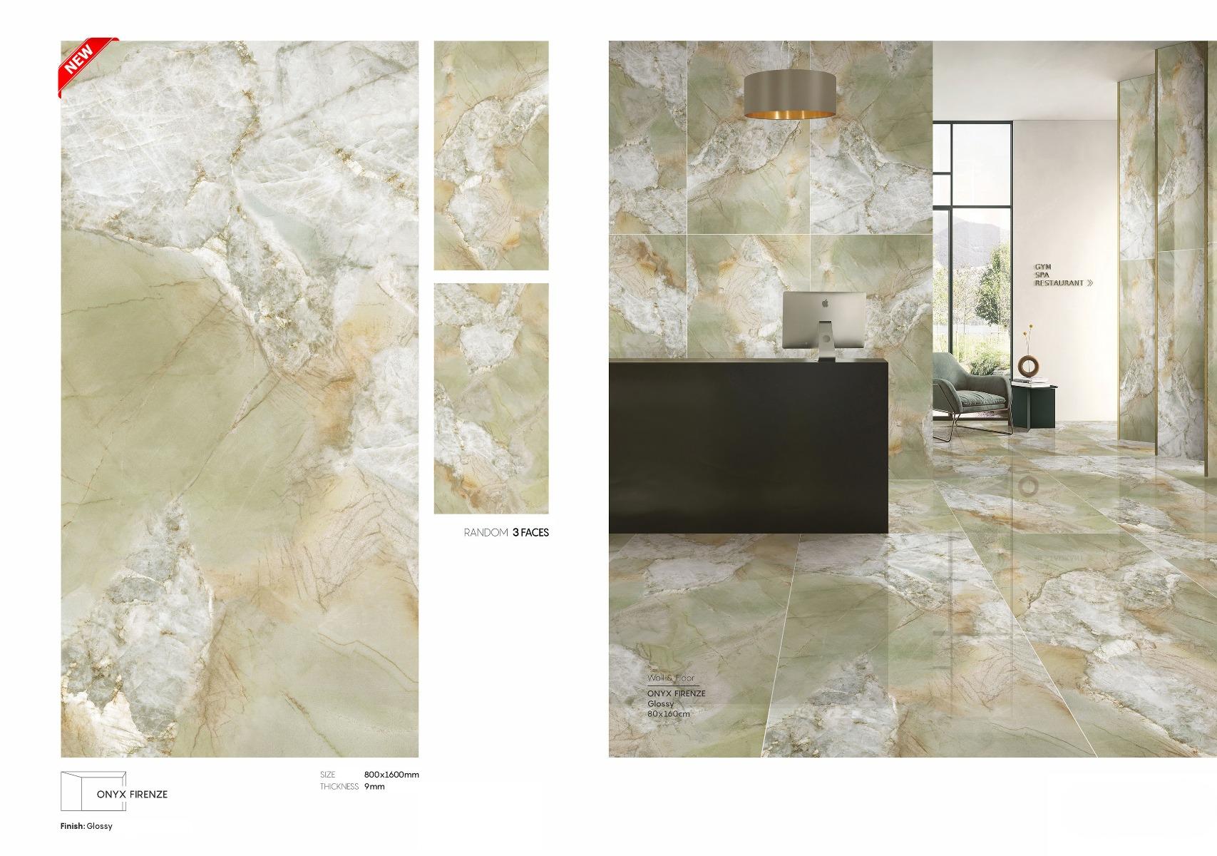 Kevinken ENDLESS ONYX FIRENZE  GLOSSY TILES 160X80  cm