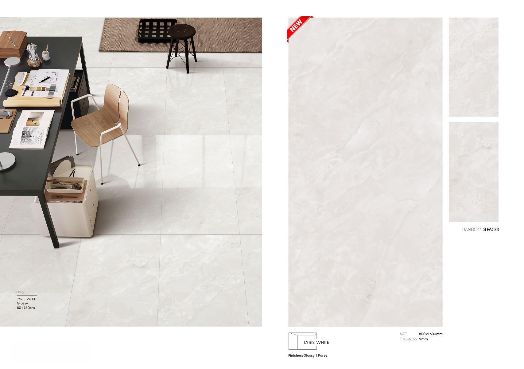 Kevinken LYRIS WHITE GLOSSY TILES 160X80 cm