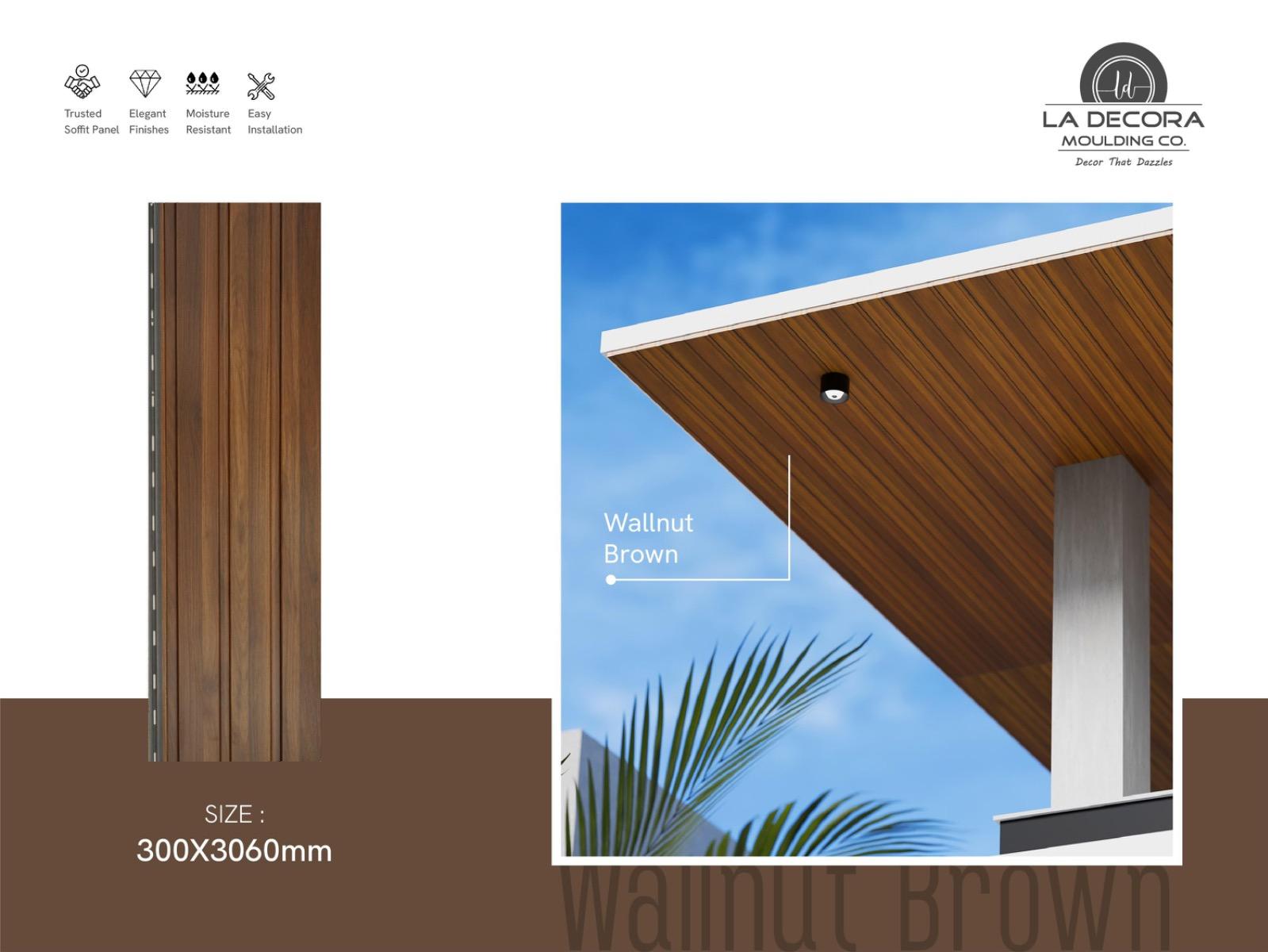 D0069 WALNUT BROWN SOFFIT PANEL - 307*34cm