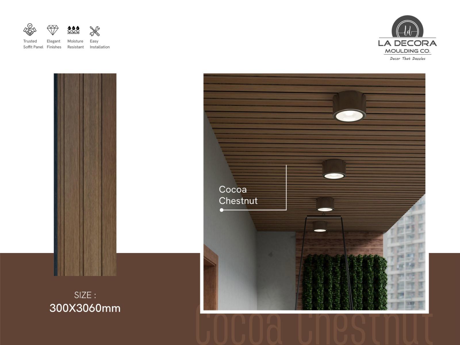 D0071 COCOA CHESTNUT SOFFIT PANEL- 307*34cm