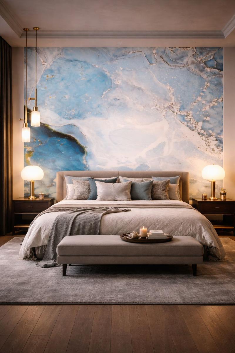 D0064 GILDED BLUE ROSE - UV MARBLE PANEL - Interior Decor Tile - 290*122cm_3